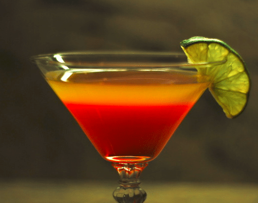 Close-up of a mango vodka martini, showcasing popular Hawaiian refreshments