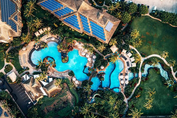 Breathtaking aerial view of Koloa Landing Resort offering the best Kauai accommodations
