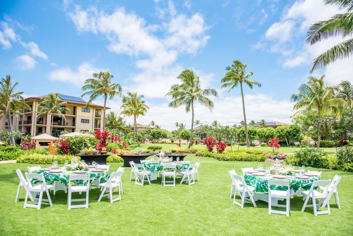 Beach reception on one of the best kauai wedding venues. Our beach house restaurant will provide food for your guests