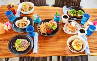Delicious food spread at the hotel pool bar and grill