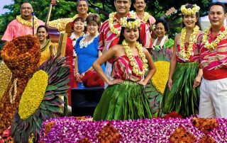 Hawaiian performers attending a festival in Kauai