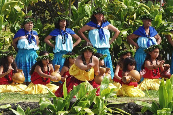 Native Hawaiian people performing their dance.